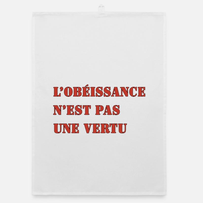 OBEDIENCE IS NOT A VIRTUE - Organic dish towel - white