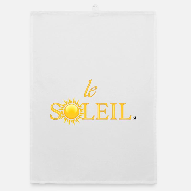 Illustration du soleil doré intégrée dans un mot Torchon bio
