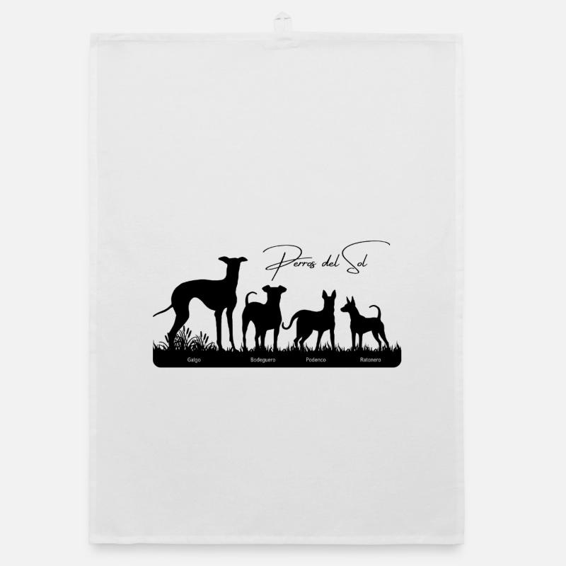 Perros del Sol 4 perros - Organic Geschirrtuch - Weiß