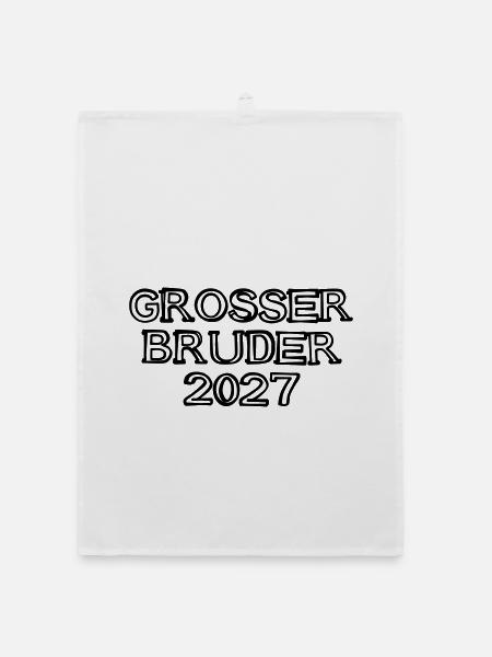 Großer Bruder 2027 Schriftzug handgezeichnet - Organic Geschirrtuch - Weiß