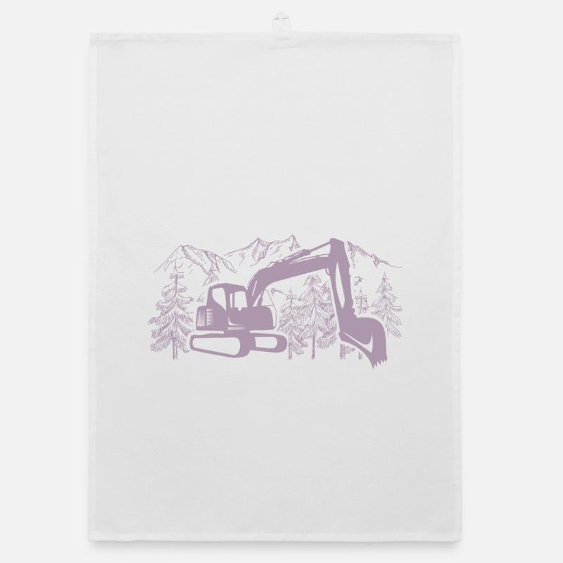 Excavator Silhouette Construction Equipment Operator Work Organic dish towel