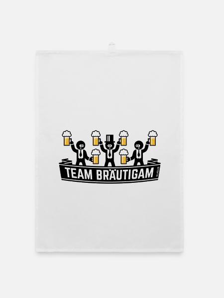 Team Bräutigam (JGA Polterabend Bierkrüge / POS2C) - Organic Geschirrtuch - Weiß - Vorne