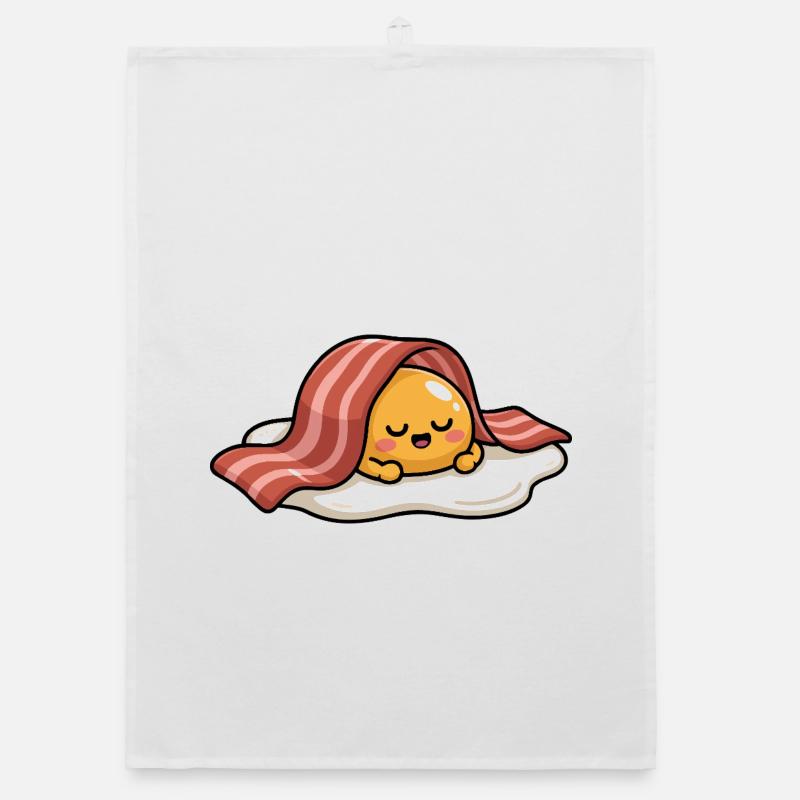Sleeping Egg with Bacon Cartoon Organic dish towel