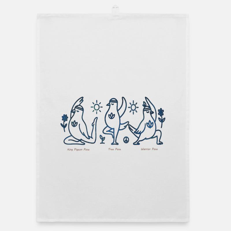 Three Penguins in Yoga Boho Peace Organic dish towel