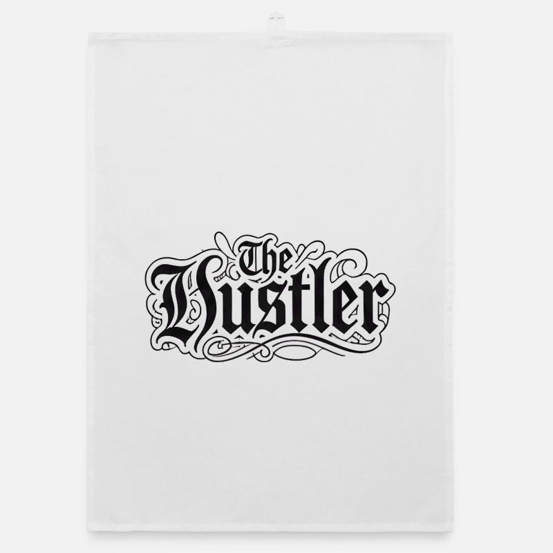 The Hustler Gothic Script Organic dish towel