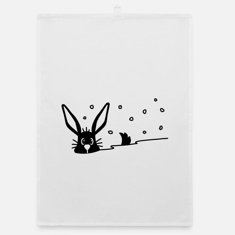 Un lapin mignon dans la neige Torchon bio