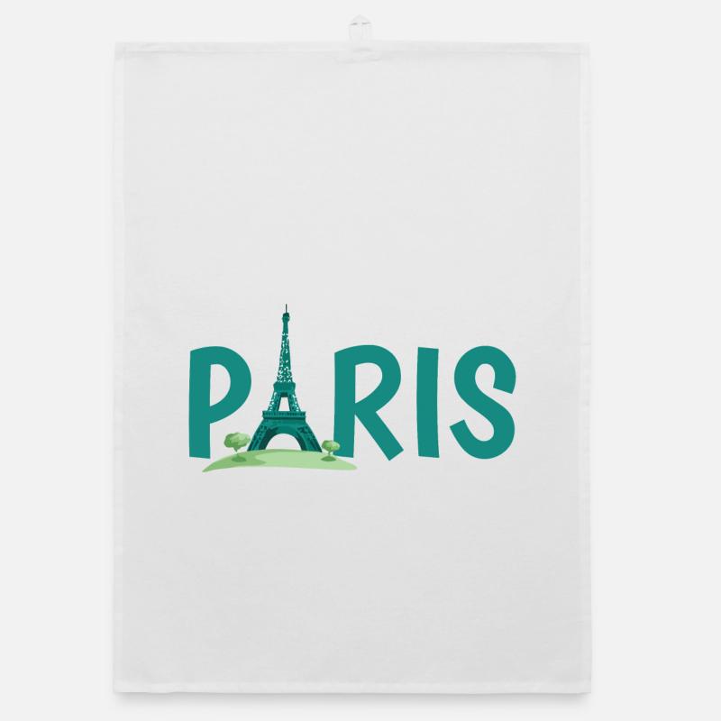 Skyline von Paris mit Eiffelturm Illustration - Organic Geschirrtuch - Weiß