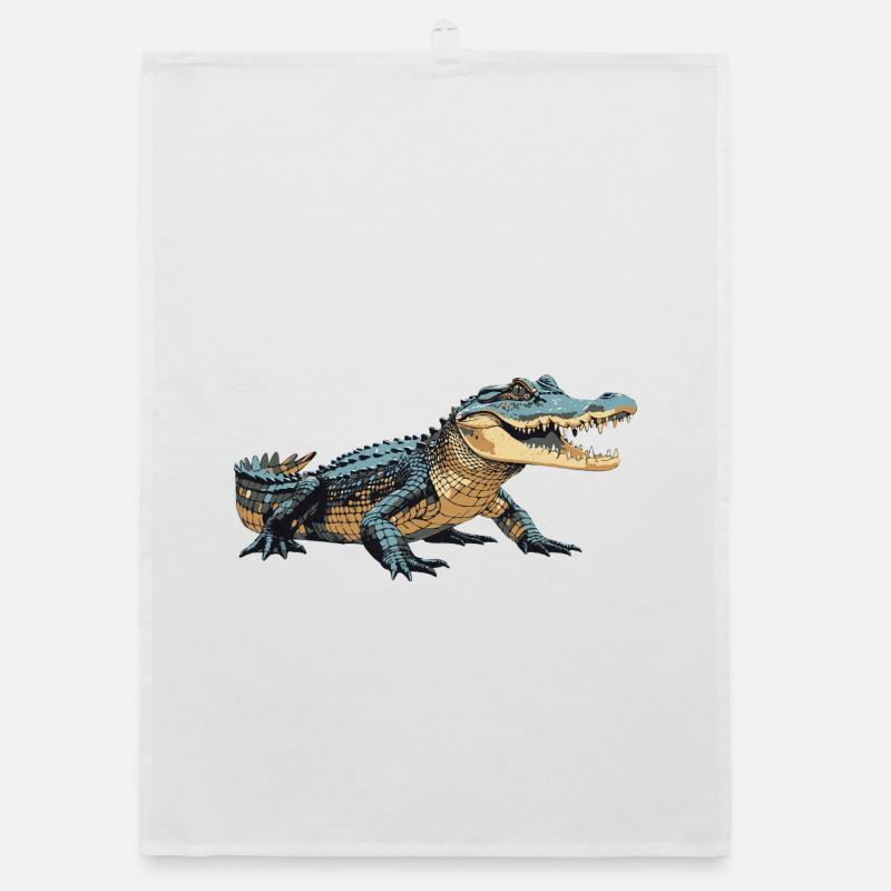 kroko3 - Organic Geschirrtuch - Weiß
