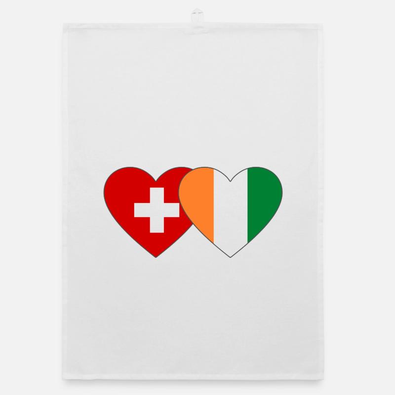 Schweiz Elfenbeinküste Flagge Herz Organic Geschirrtuch