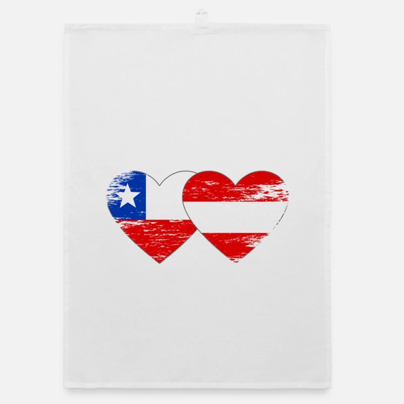 Chile Austria Flag Heart Organic dish towel