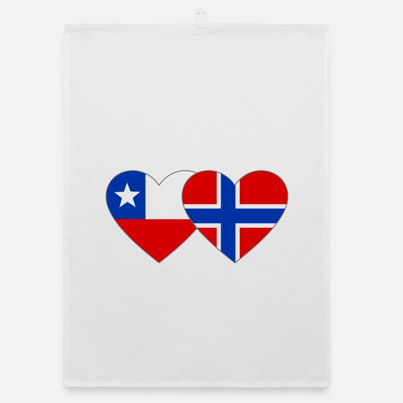 Chile Norway Flag Heart Organic dish towel