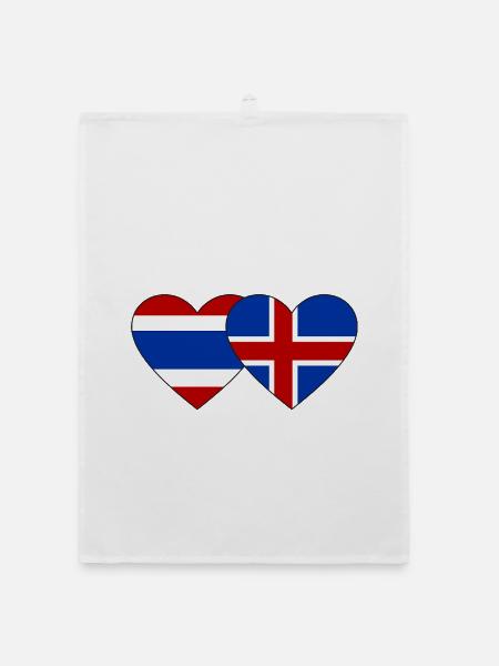 Thailand Island Flagge Herzform - Organic Geschirrtuch - Weiß - Vorne