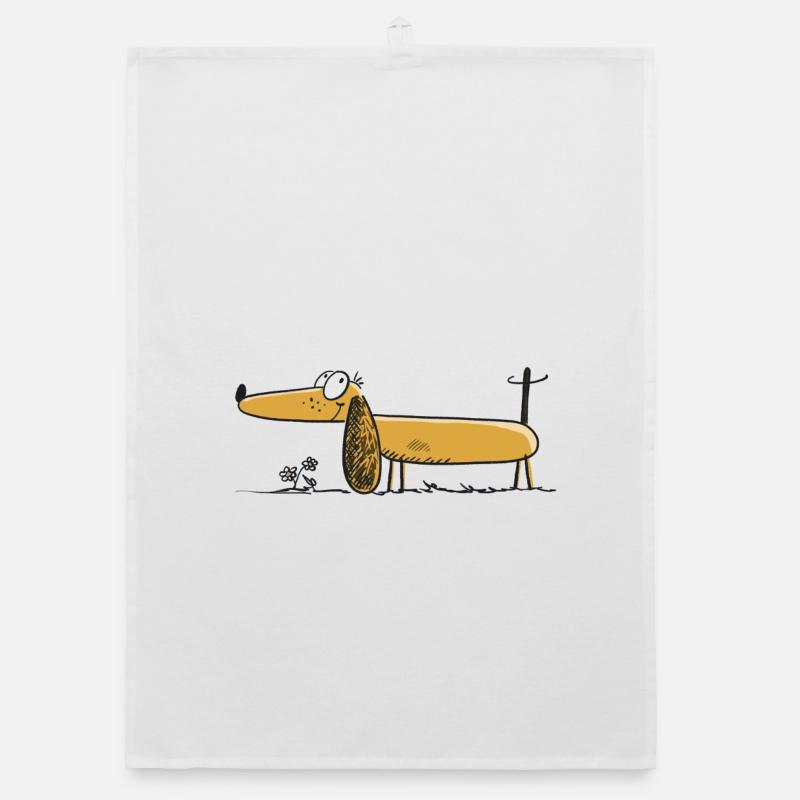 Lustiger Dackel - Dachshund - Teckel - Comic Organic Geschirrtuch
