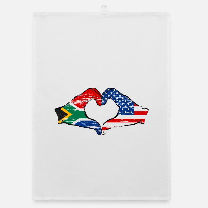 Afrique du Sud États-Unis drapeau mains forme de coeur utilisé Torchon bio