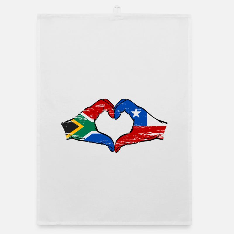 Afrique du Sud Chili drapeau mains forme de coeur utilisé Torchon bio