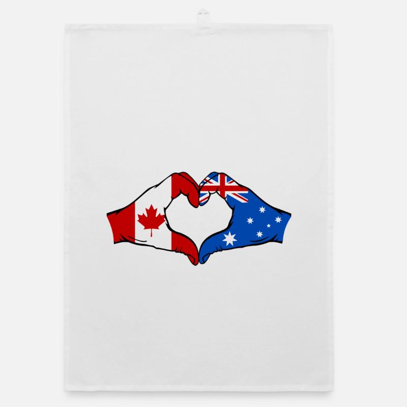 Canada Australie Drapeau Mains Coeur Forme Torchon bio
