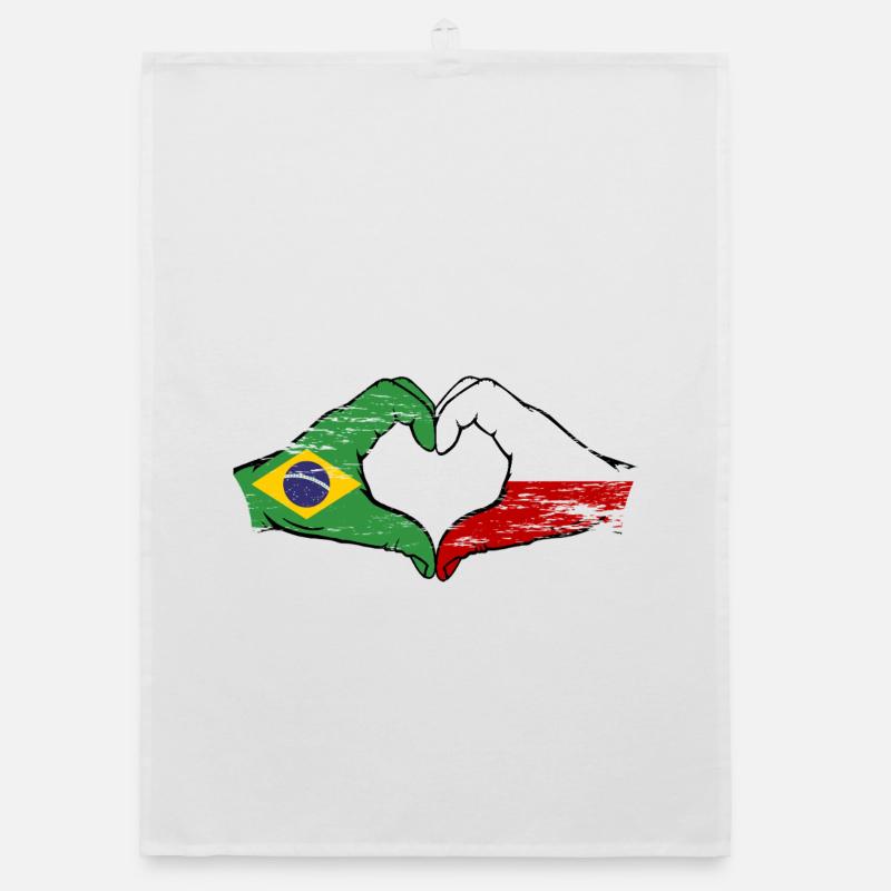 Brazil Poland Flag Hand Shape Heart Shape Used Organic dish towel