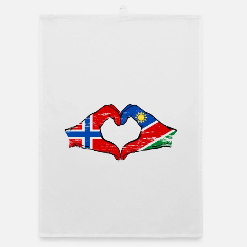 Norwegen Namibia Flagge Herz Organic Geschirrtuch
