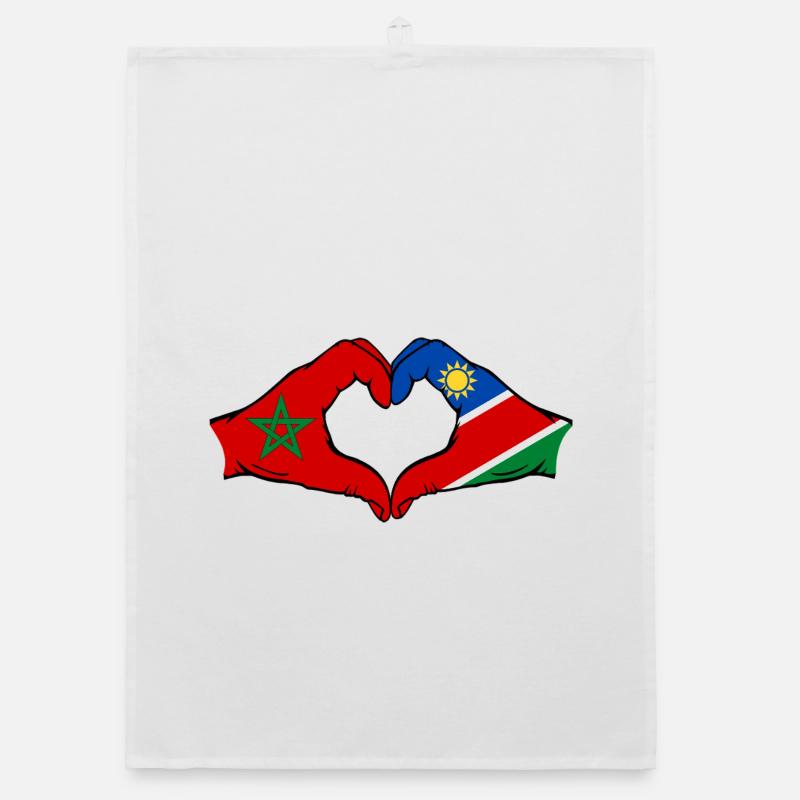 Morocco Namibia Flag Hands Heart Shape Organic dish towel