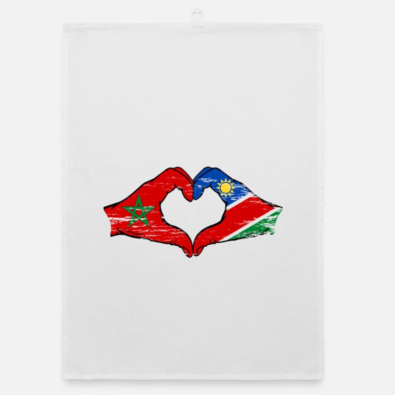 Morocco Namibia Flag Hands Heart Shape Organic dish towel