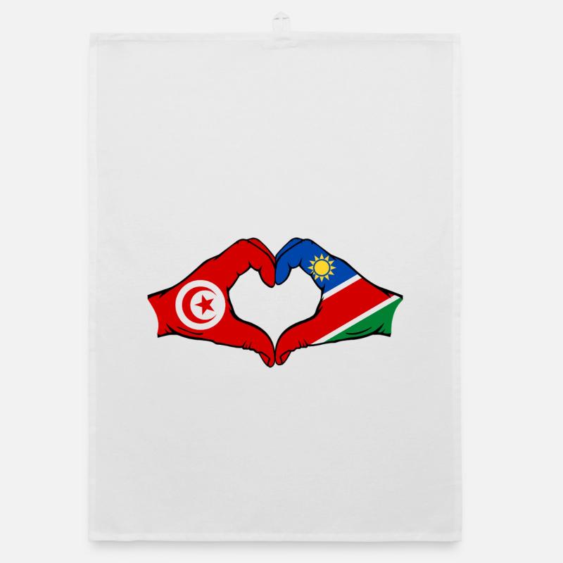 Tunisia Namibia Flag Hands Heart Shape Used Organic dish towel