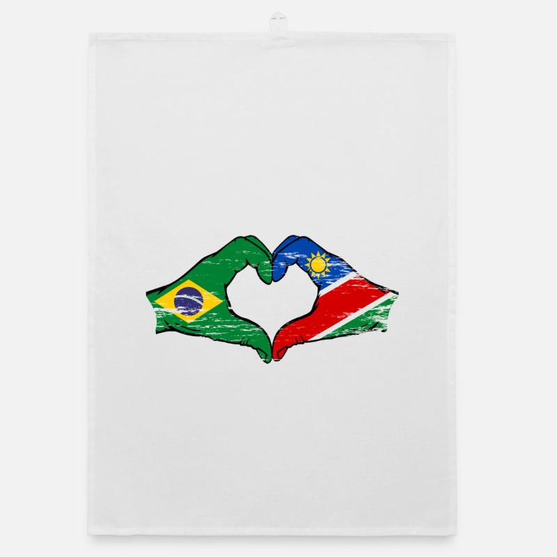 Brazil Namibia Flag Hands Heart Shape Organic dish towel