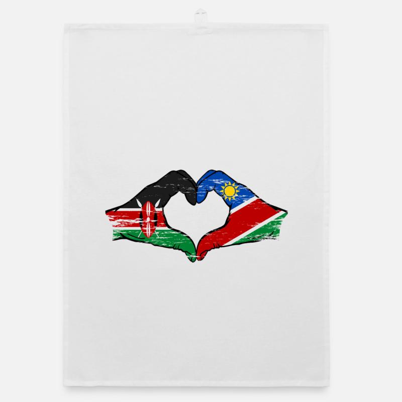 Kenya Namibia Flag Hands Heart Shape used Organic dish towel