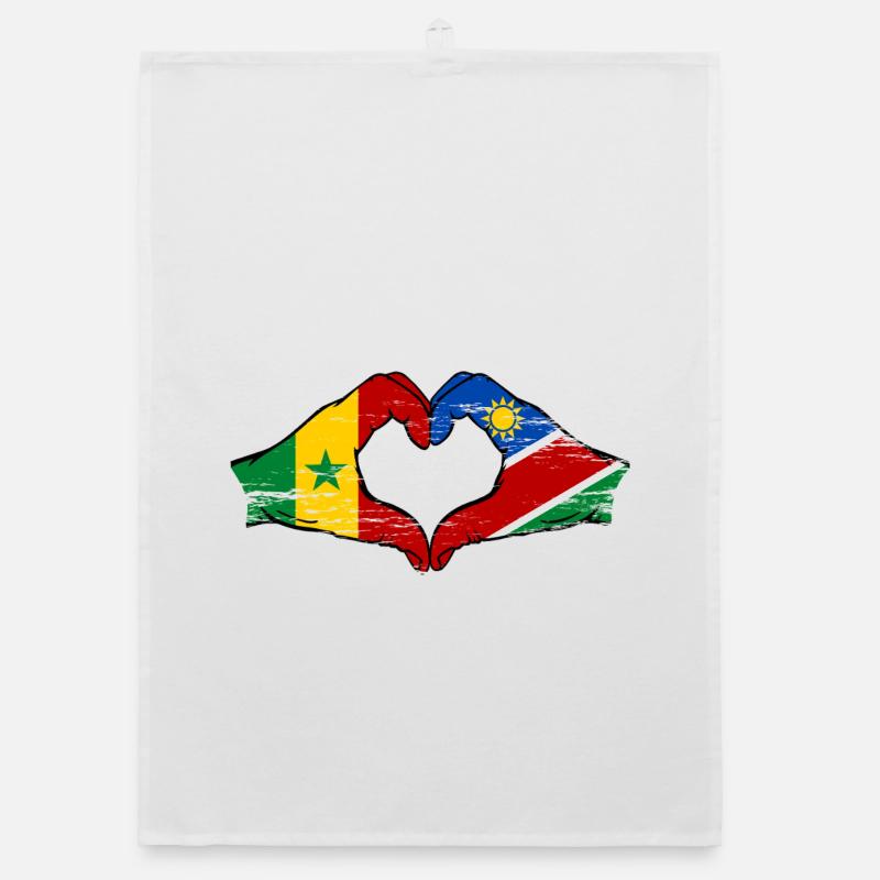 Senegal Namibia Flag Hands Heart Shape Used Organic dish towel