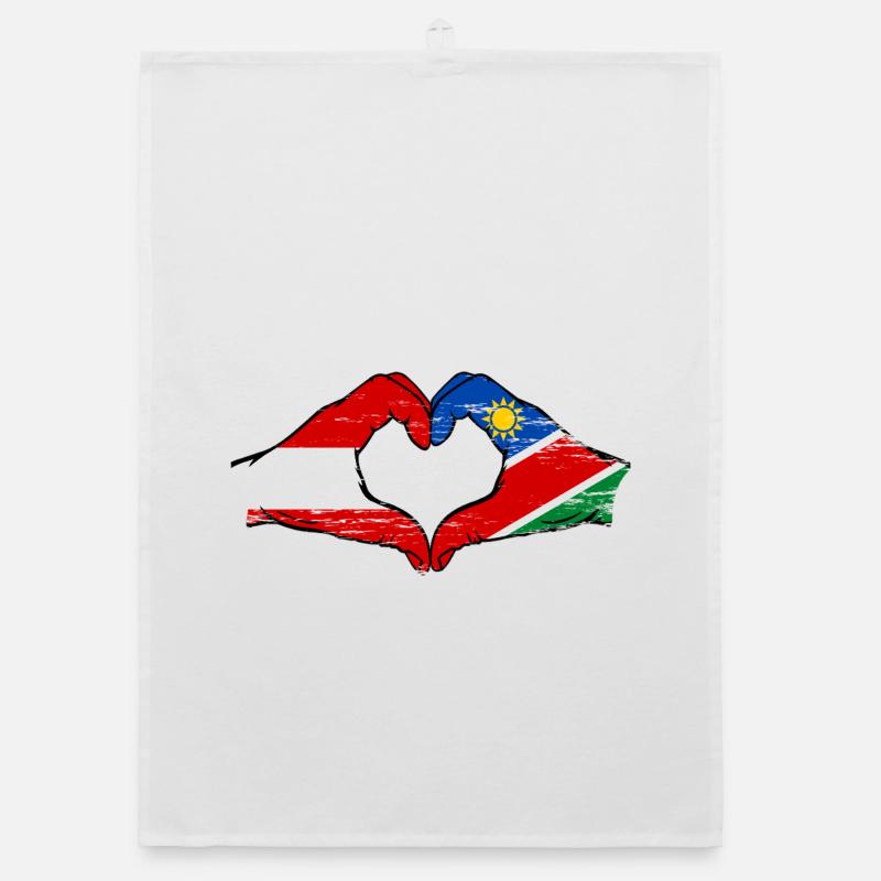 Austria Namibia Flag Hands Heart Shape Used Organic dish towel