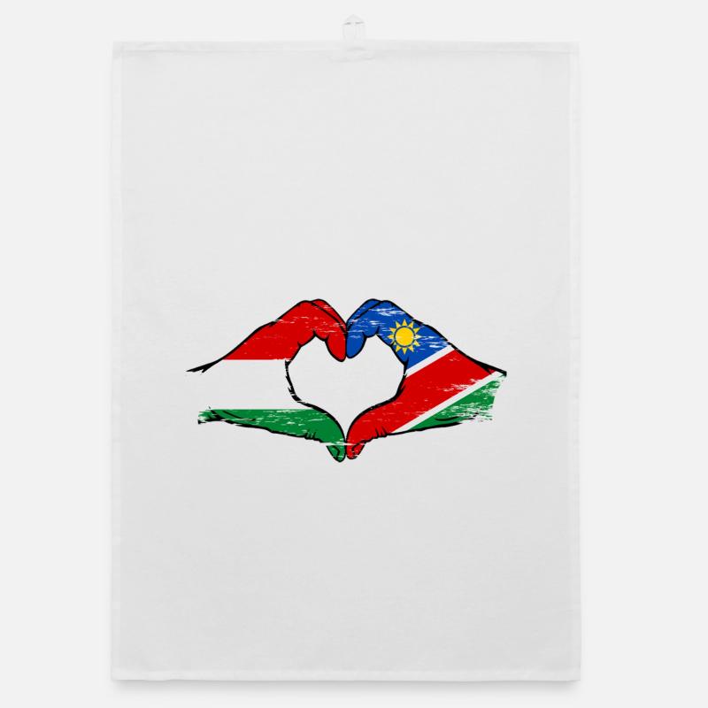 Hungary Namibia flag hands heart used Organic dish towel