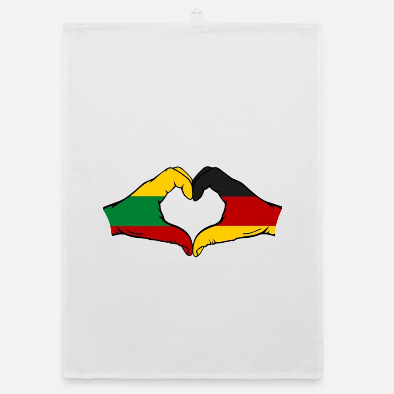 Lithuania Germany Flag Hands Heart Shape Organic dish towel