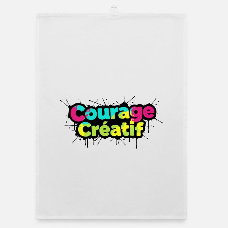 Courage Créatif Colorful Typography Organic dish towel