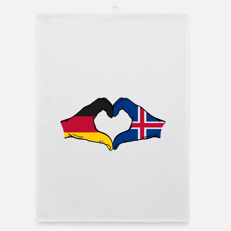 Germany Iceland Flag Hands Heart Shape Organic dish towel