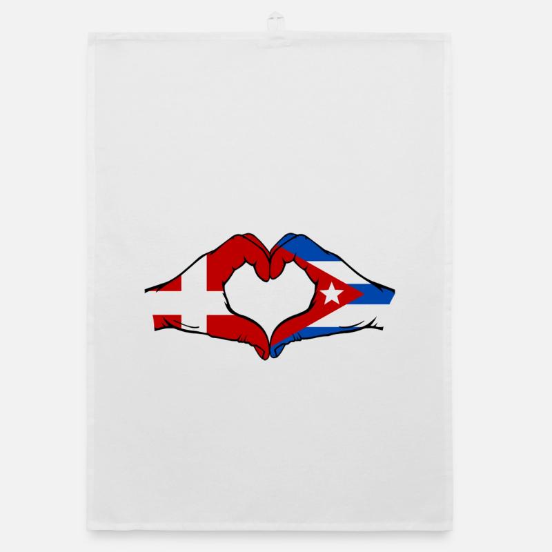 Denmark Cuba Flag Hands Heart Organic dish towel