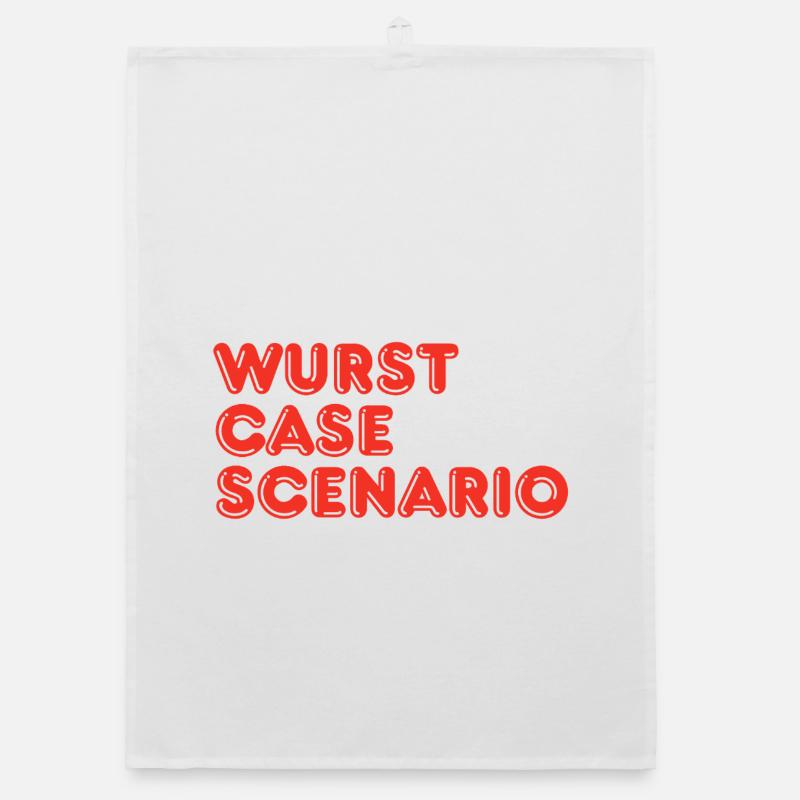 Wurst Case Scenario Funny Sausage BBQ Pun Organic dish towel