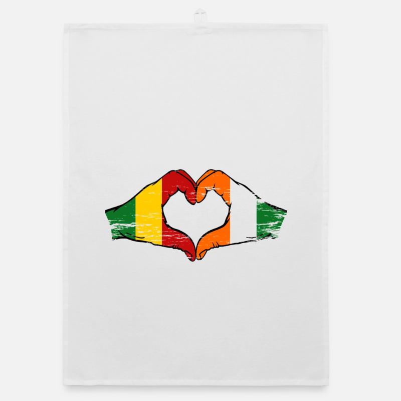 Mali Côte d’Ivoire Drapeau Mains Cœur Torchon bio