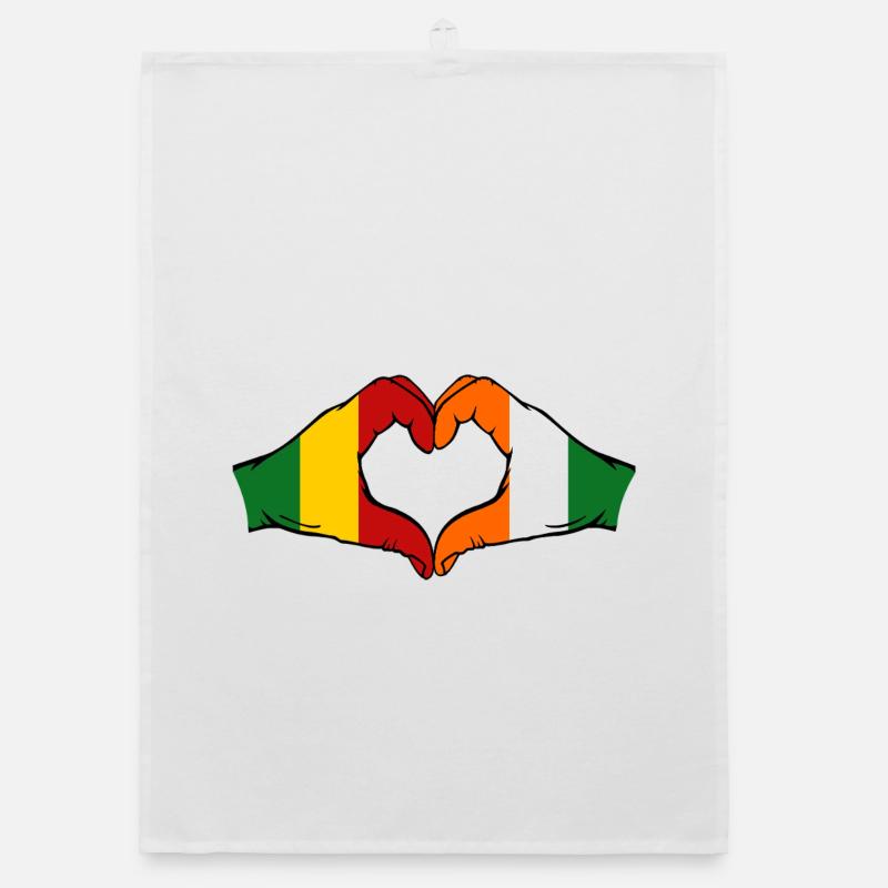 Mali Ivory Coast Flag Hands Heart Shape Organic dish towel