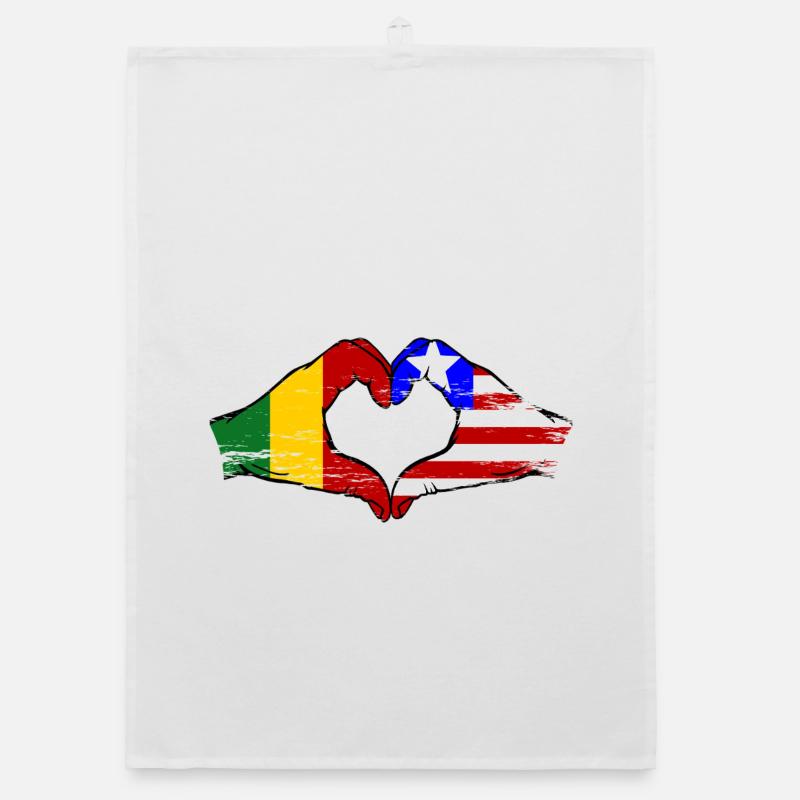 Mains du drapeau Mali du Libéria Mains de cœur utilisées Torchon bio