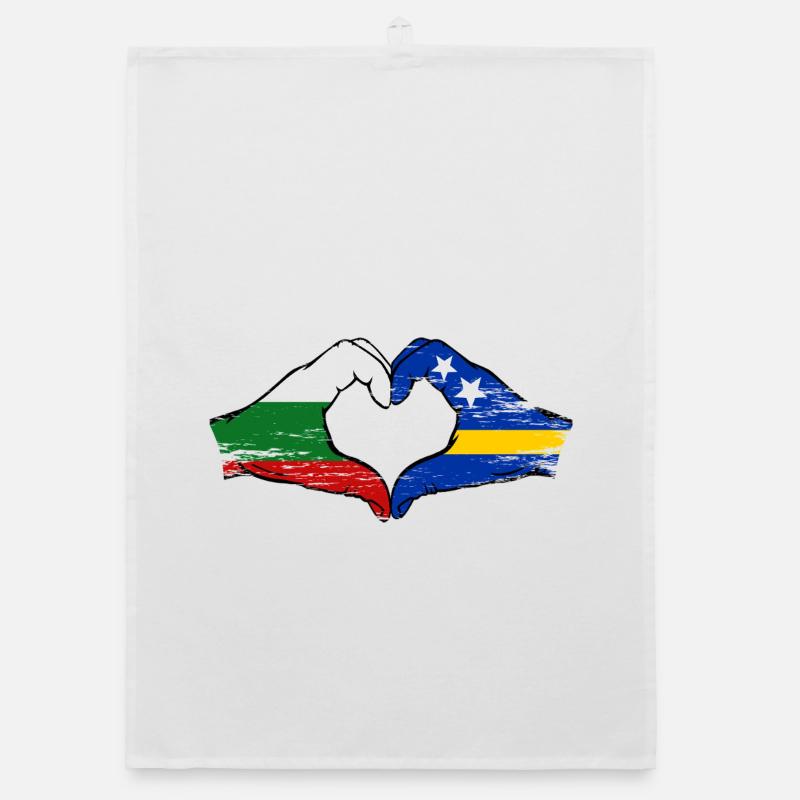 Mains du drapeau de Curaçao de la Bulgarie en forme de cœur utilisées Torchon bio