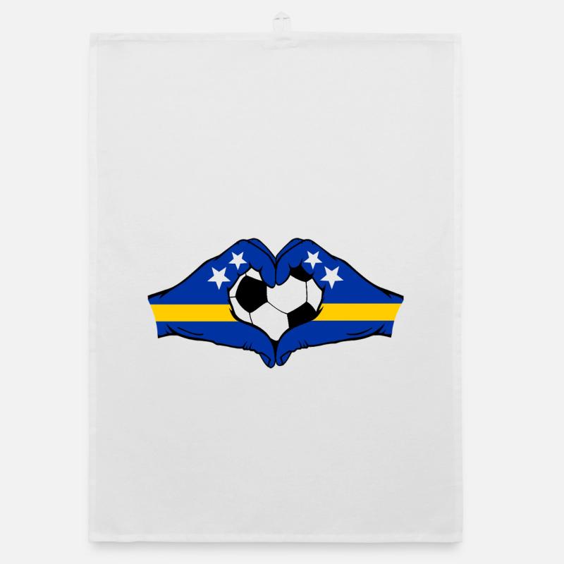 Mains du drapeau de Curaçao en forme de cœur Torchon bio