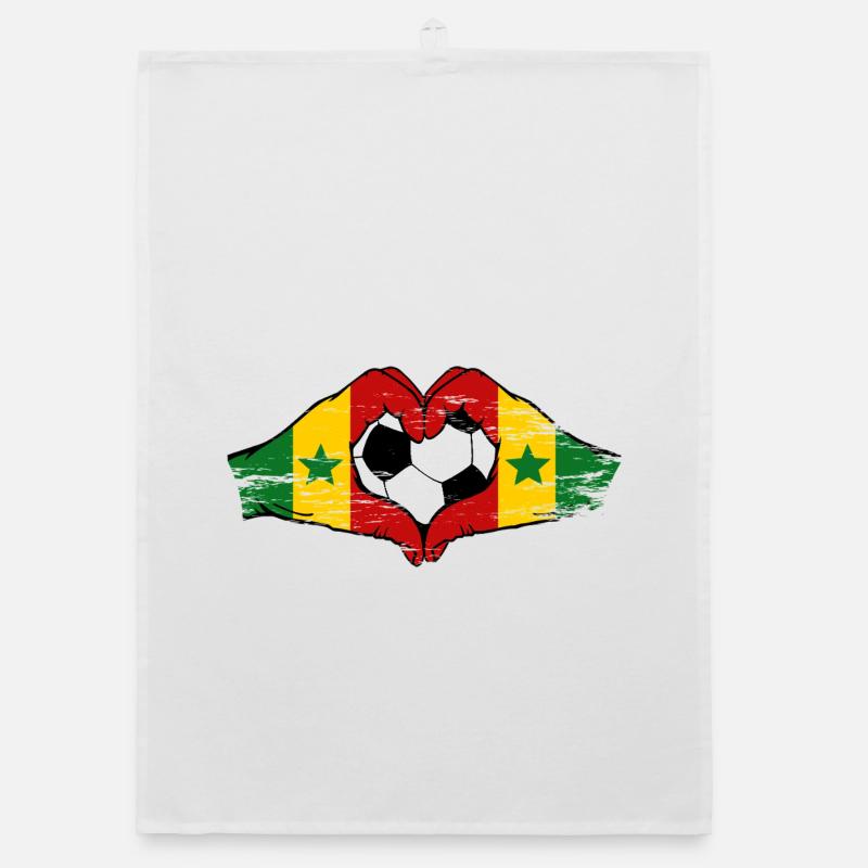 Mains du drapeau du Sénégal en forme de cœur utilisées Torchon bio