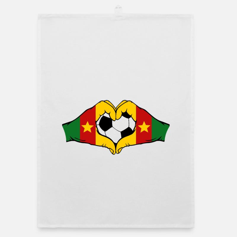 Cameroon Flag Hands Heart Shape Organic dish towel