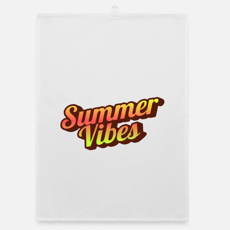 Retro Summer Vibes Typography Graphic Organic dish towel