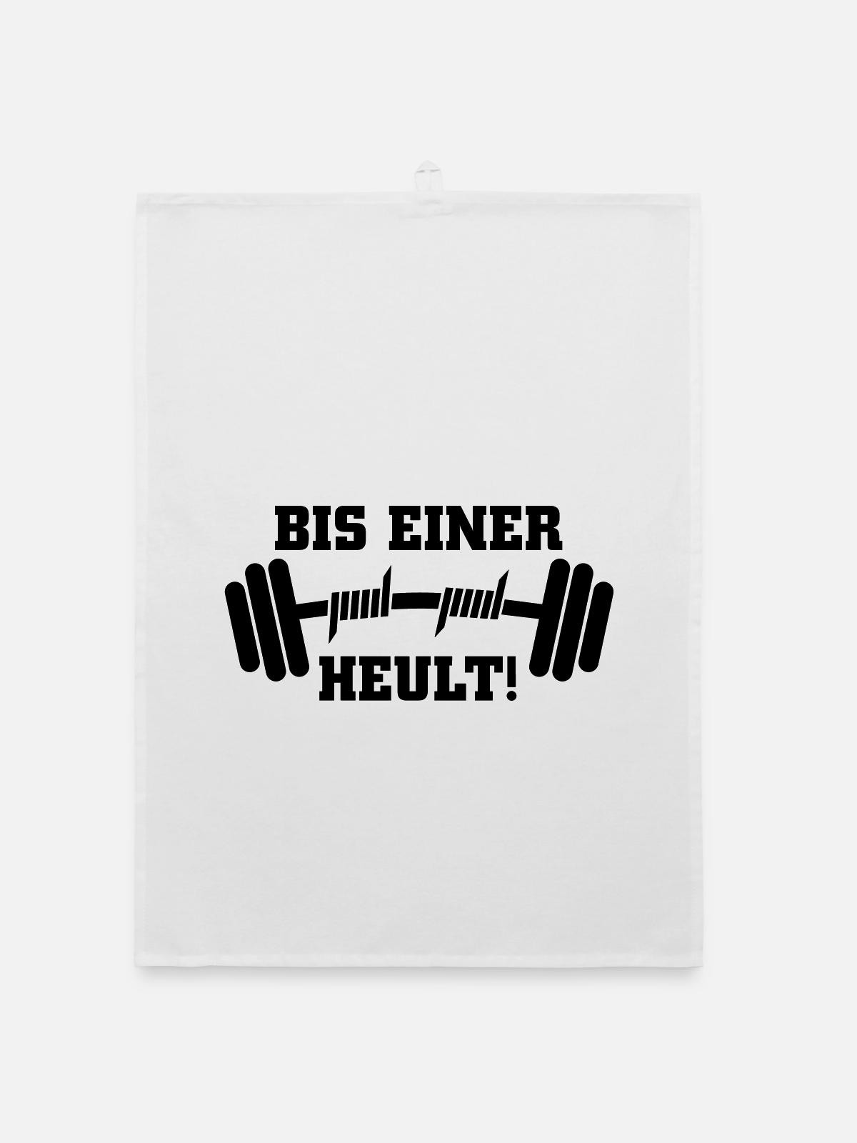 Bis einer heult Hantel - Organic Geschirrtuch - Weiß - Vorne