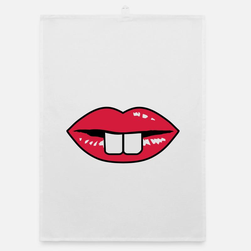 Buck teeth and red lips Organic dish towel