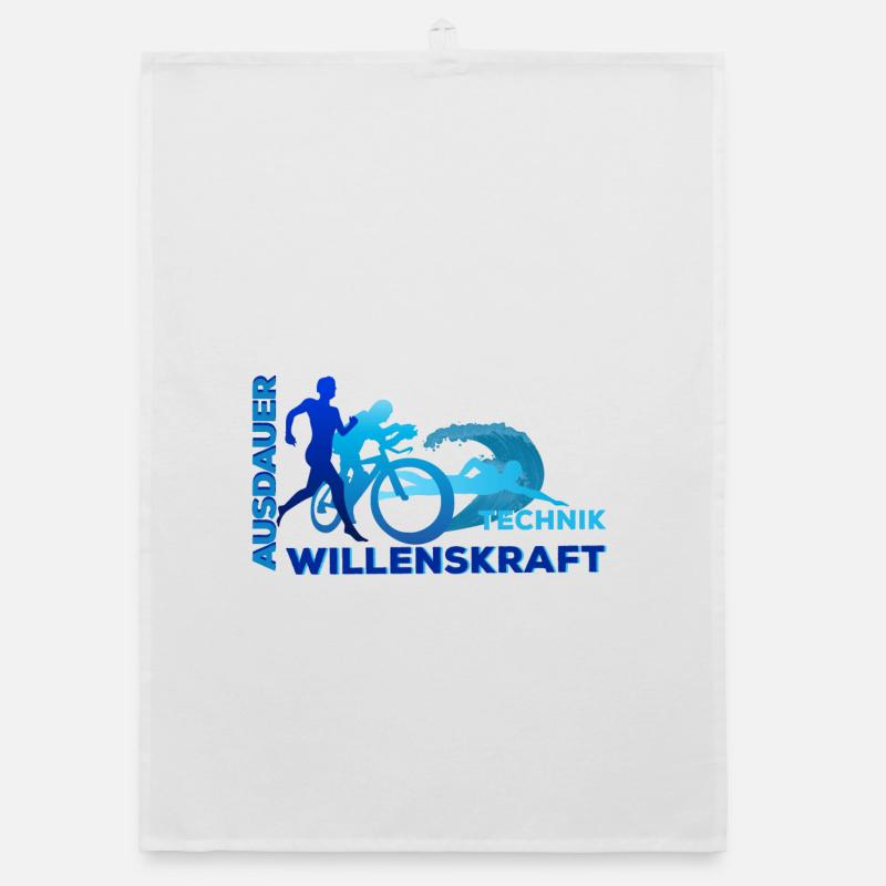 Triathlon - Ausdauer - Technik - Willenskraft - Organic Geschirrtuch - Weiß