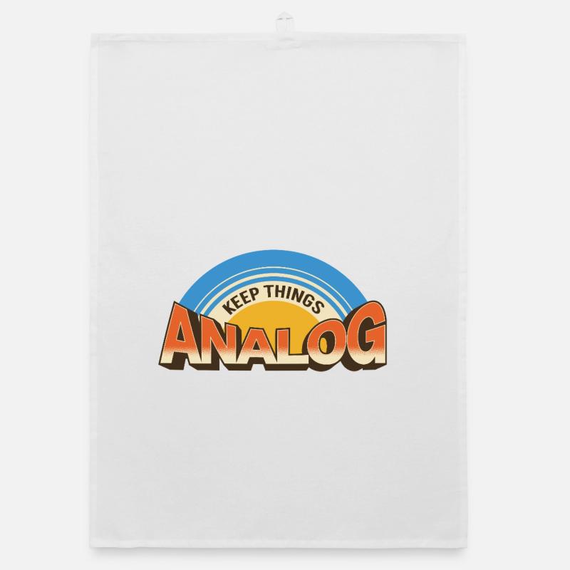 Keep Things Analog – Retro Tech-Statement - Organic Geschirrtuch - Weiß