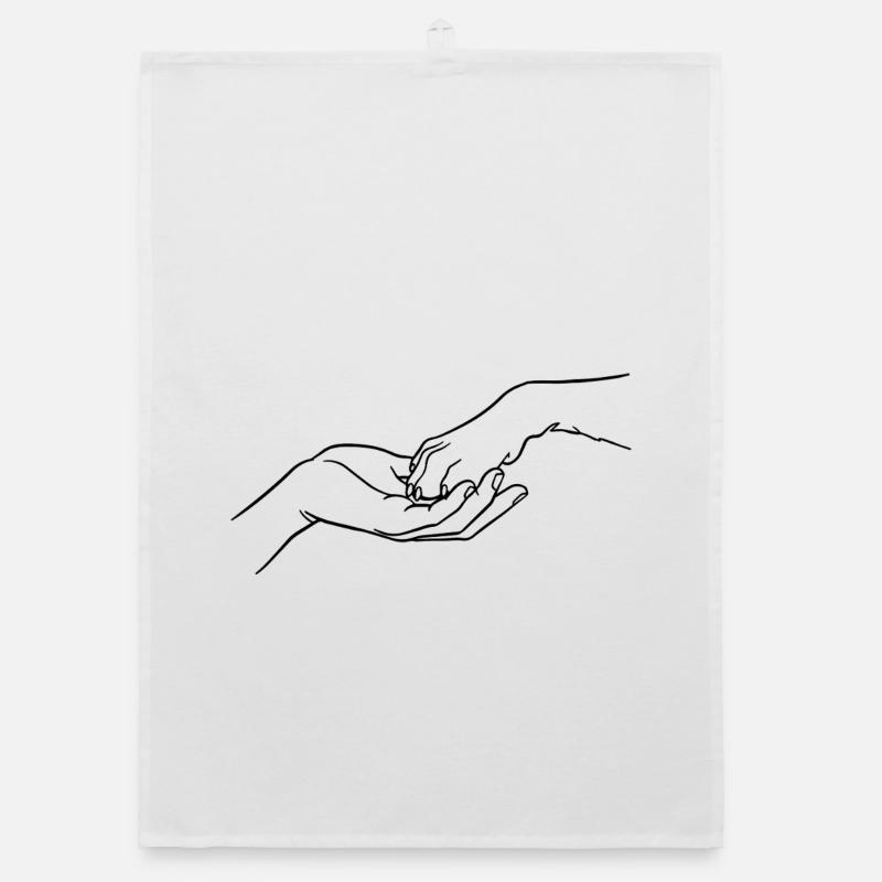 « Éternellement connectés » (patte en main) Torchon bio