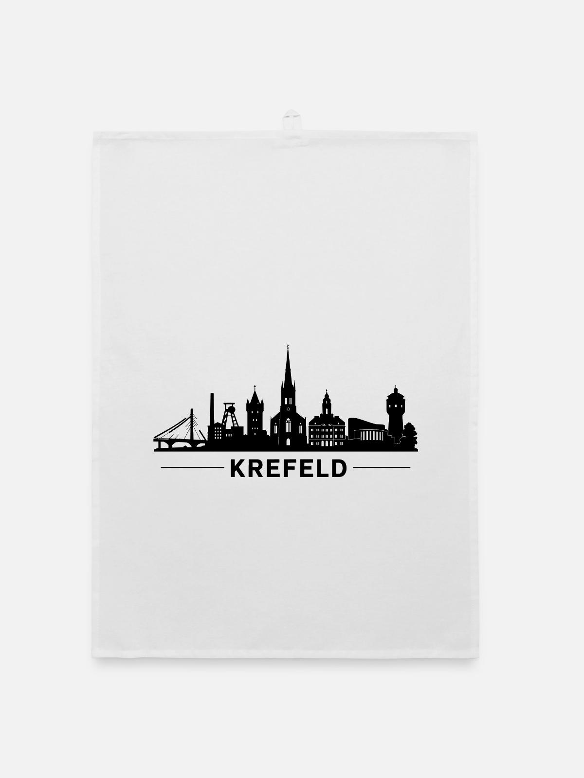 Krefeld Skyline - Organic Geschirrtuch - Weiß - Vorne