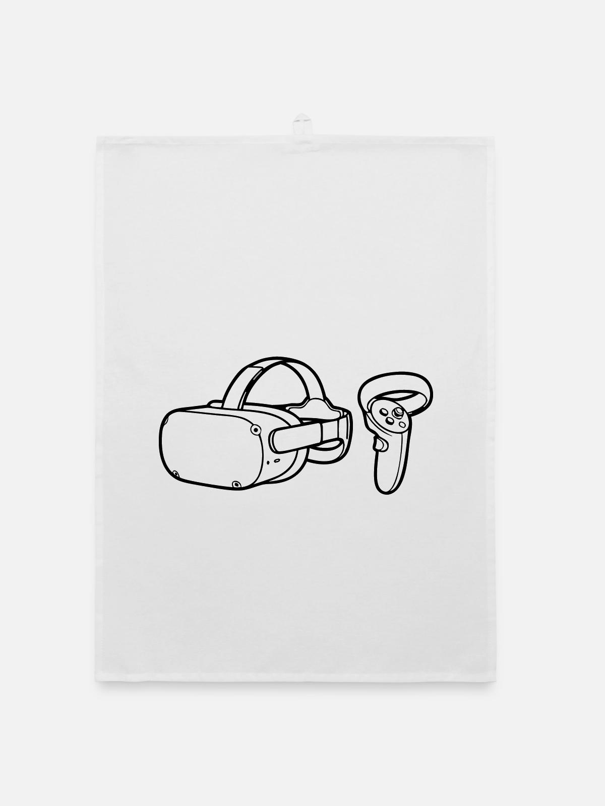 VR Brille Controller Grafik - Organic Geschirrtuch - Weiß - Vorne